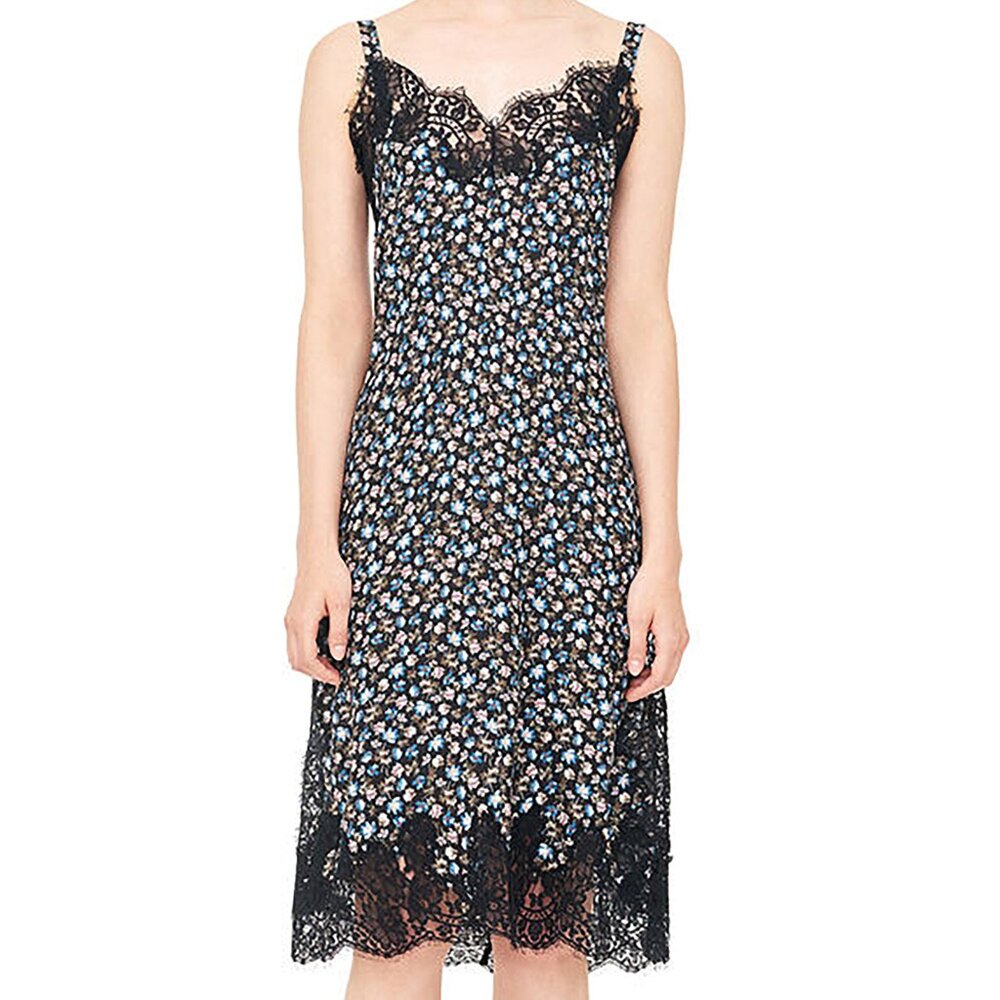 NWT Rebecca Taylor Zelma Floral Silk Long Camisole Chemise Slip